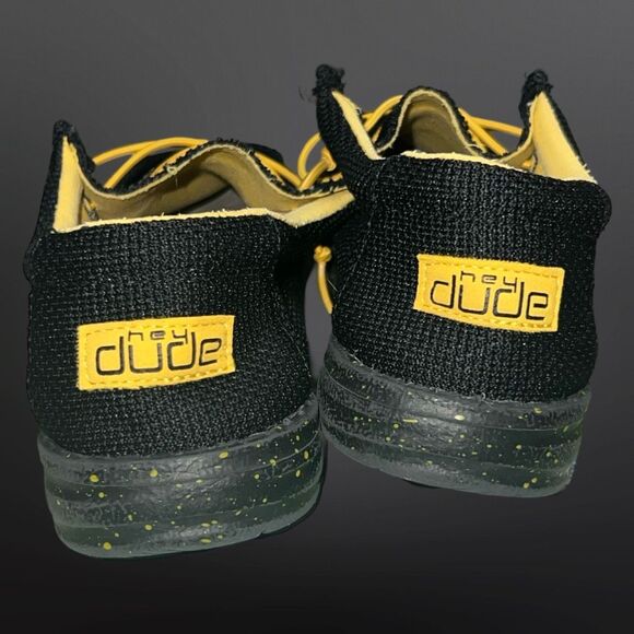 Youth Big Kids Hey Dude Wally Sox Black Yellow Slip On Loafers Size 5/6 - Picture 3 of 6